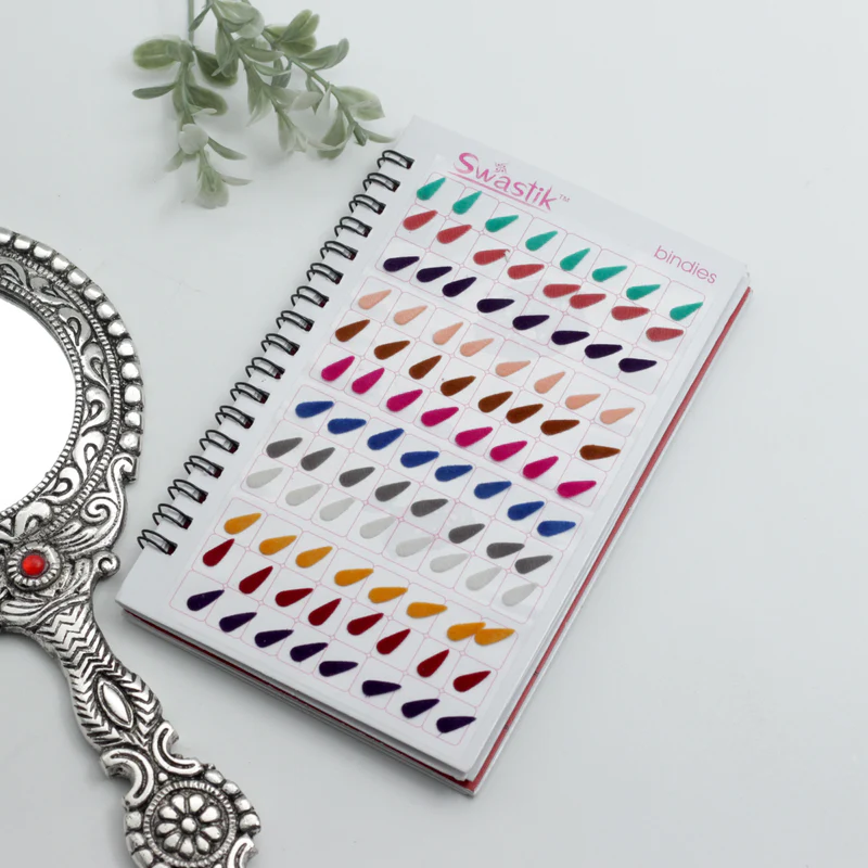 Mix Shapes Multicolour Plain Velvet Bridal Bindis Sticker Kumkum Spiral Book